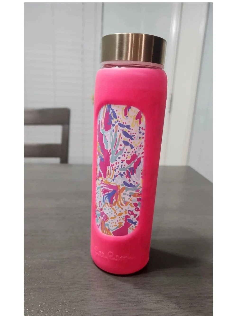 Lilly Pulitzer SUNKEN TREASURE Dragonfruit WATER BOTTLE Glass Reusable